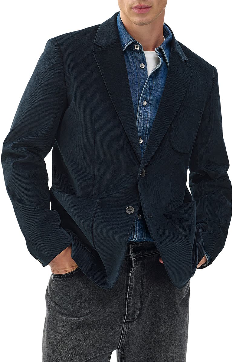 rag & bone Butler Teal Cotton Stretch Corduroy Sport Coat, Alternate, color, 