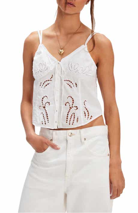 Free People Sweet Sammi Eyelet Embroidery Crop Top