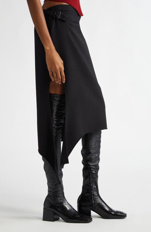 Courrèges Slash Cutout Wool Midi Skirt In Black