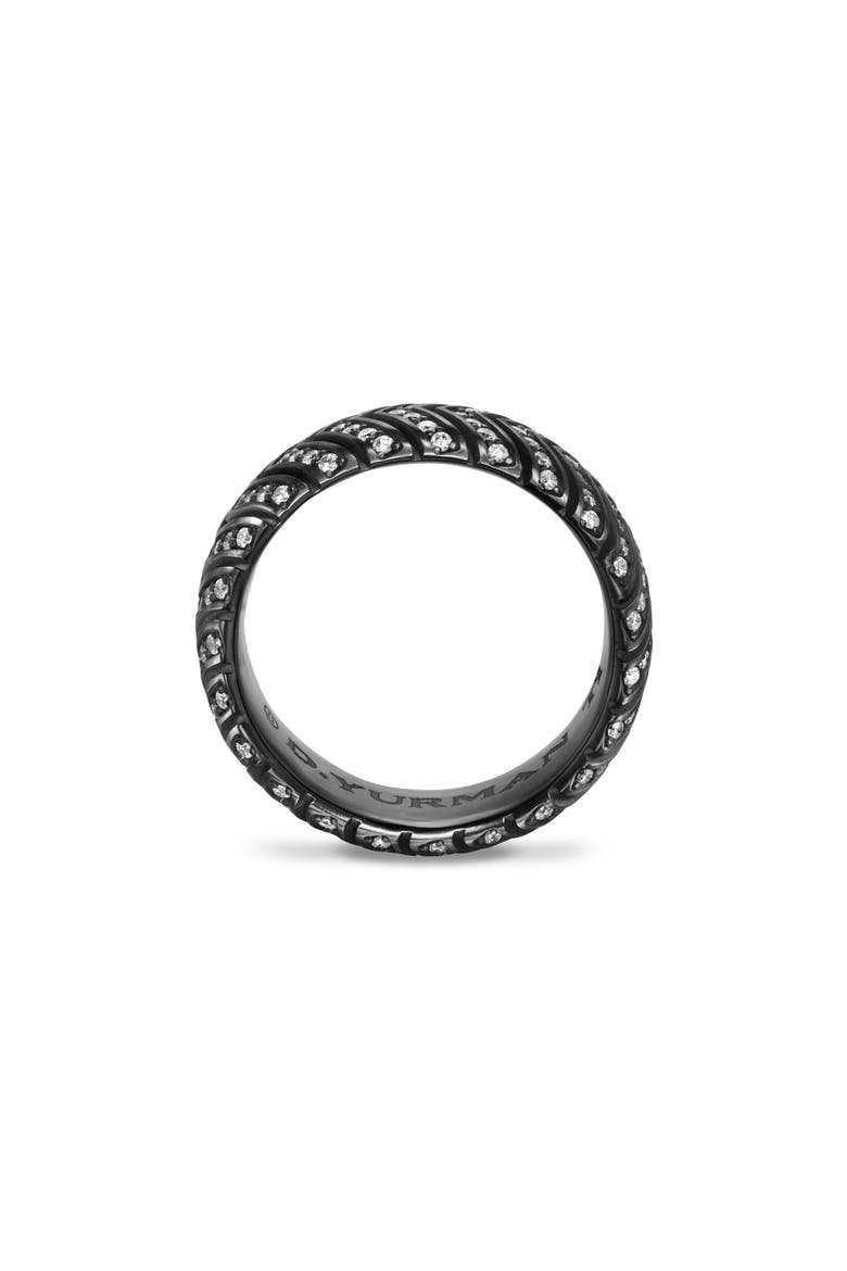 Men's Chevron Band Ring in Black Titanium with Diamonds, 8mm, Alternate, color, BLACK