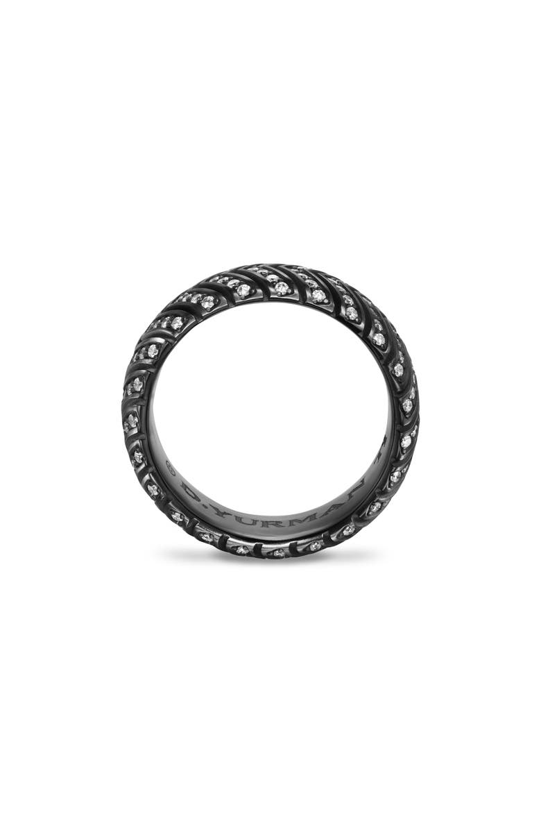 David Yurman Men's Chevron Band Ring in Black Titanium with Diamonds, 8mm, Alternate, color, Black