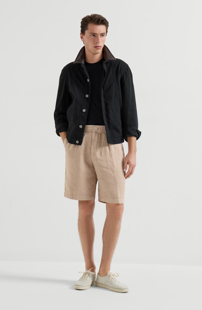 Brunello Cucinelli Linen Bermuda shorts, Alternate, color, Camel