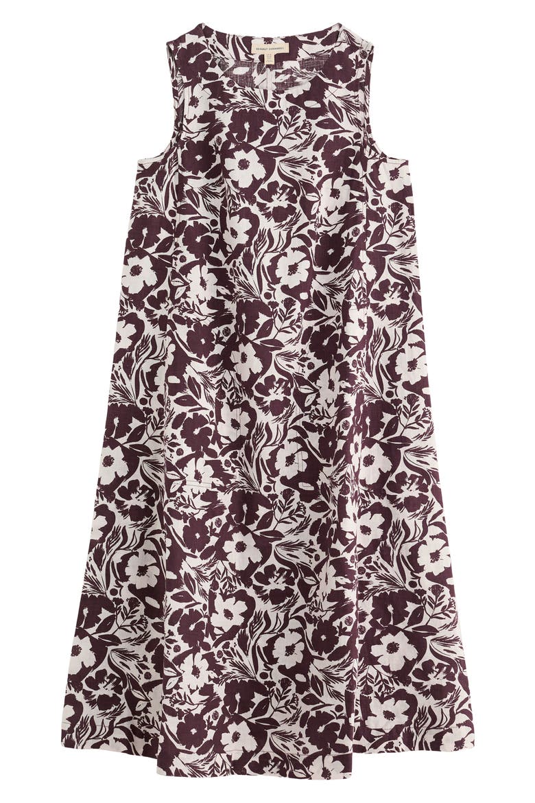 Cresting Waves Sleeveless Linen A-Line Dress, Alternate, color, SUMMER SHADOWS CACAO