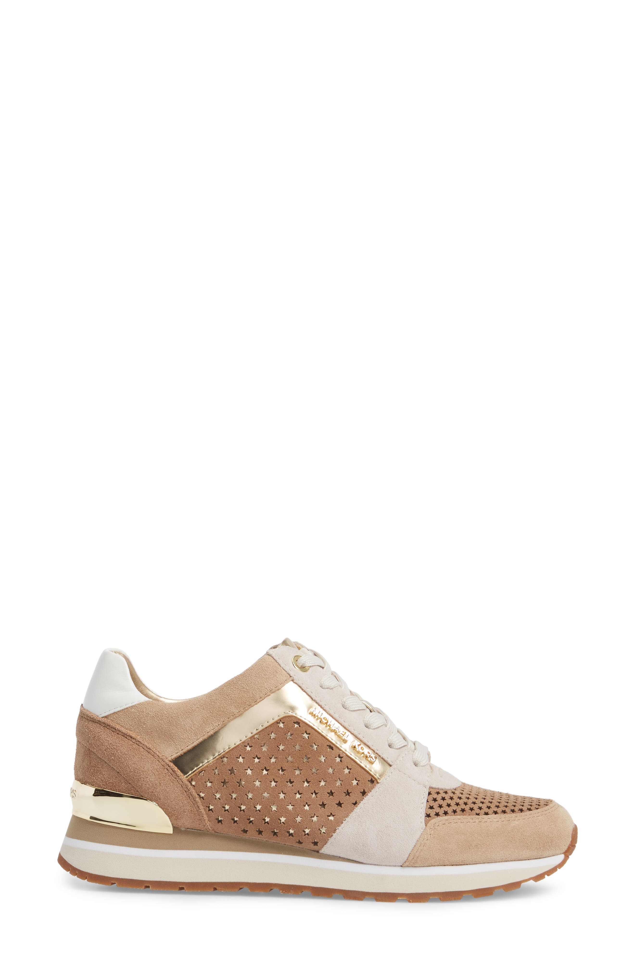 Billie Perforated Sneaker, Alternate, color, LIGHT KHAKI