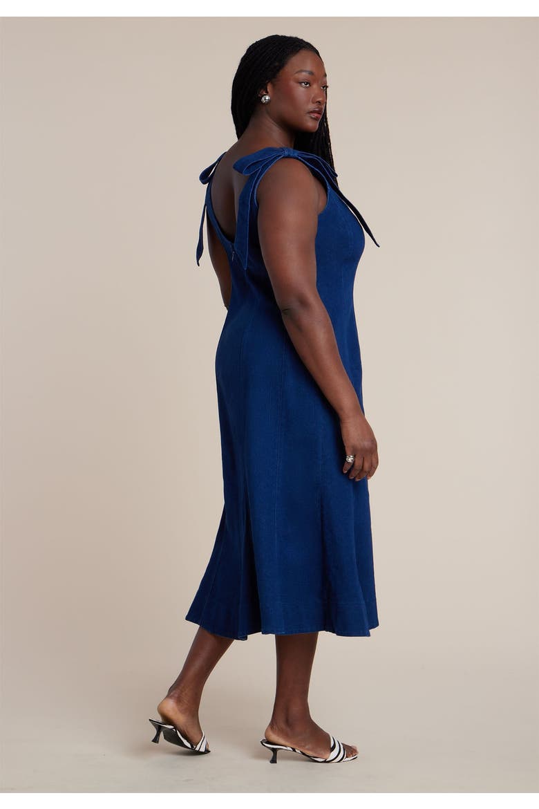 Denim Trumpet Dress, Alternate, color, MEDIUM WASH