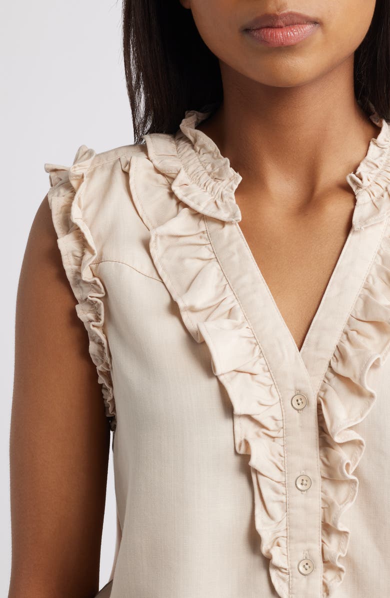 Wit & Wisdom Ruffle Accent Sleeveless Top, Alternate, color, Macadamia