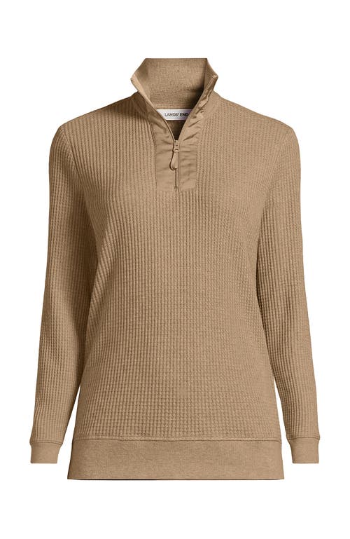 Lands' End Long Sleeve Waffle Quarter Zip Pullover In Multi