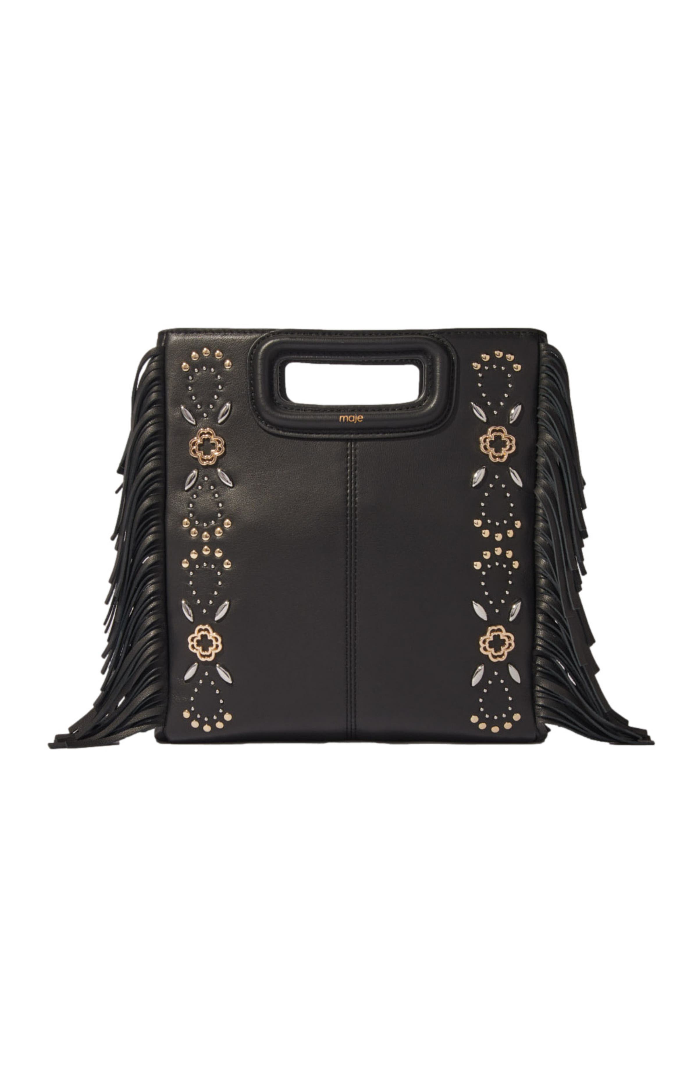 maje Studded leather M bag, Main, color, 