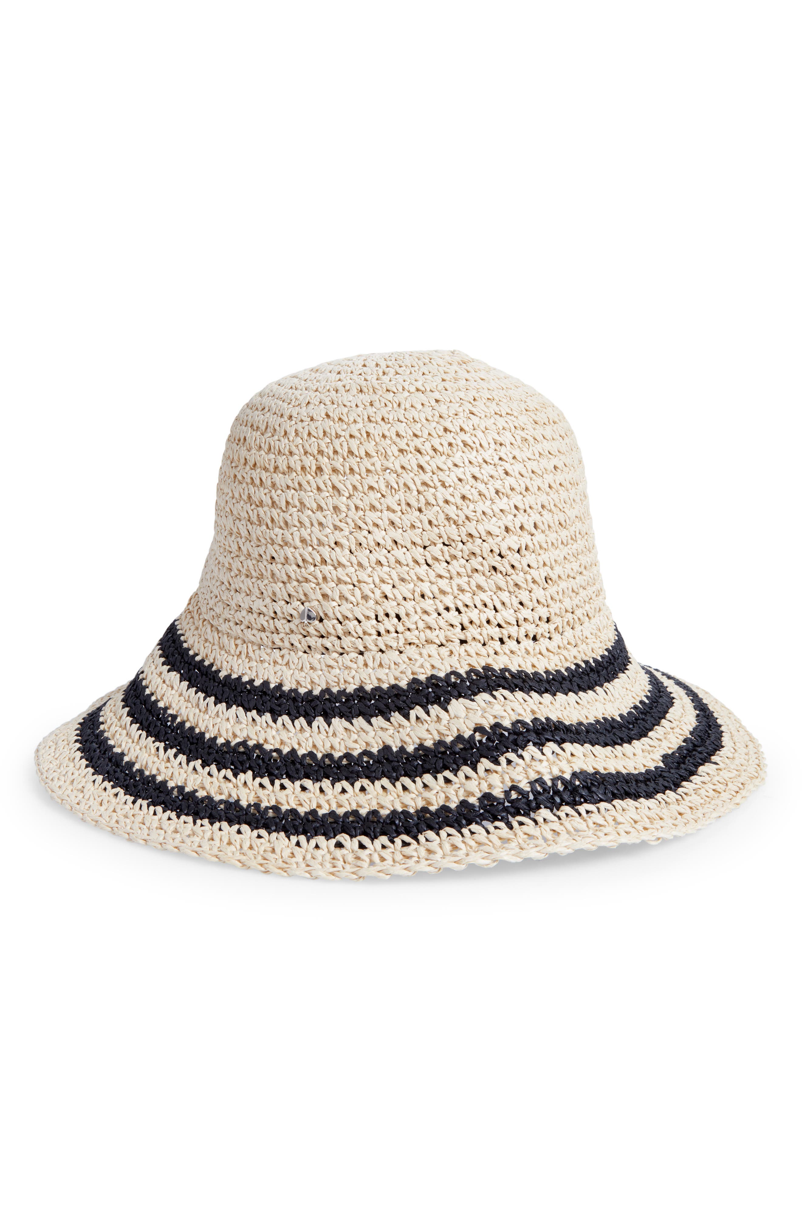 Kate Spade New York stripe crushable straw cloche hat (Women ...