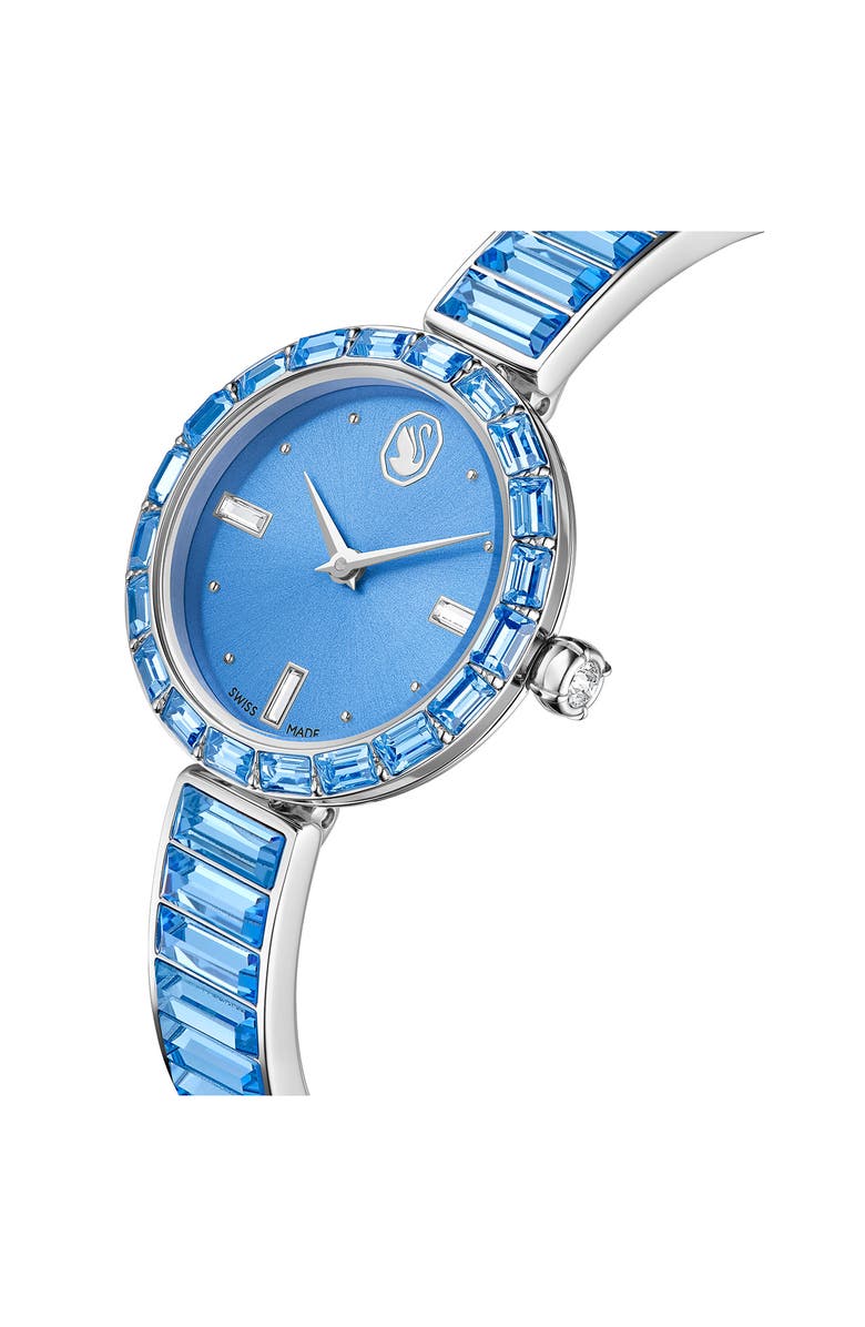 Swarovski Matrix Blue Baguette Crystal Bracelet Watch, 25mm, Alternate, color, Blue
