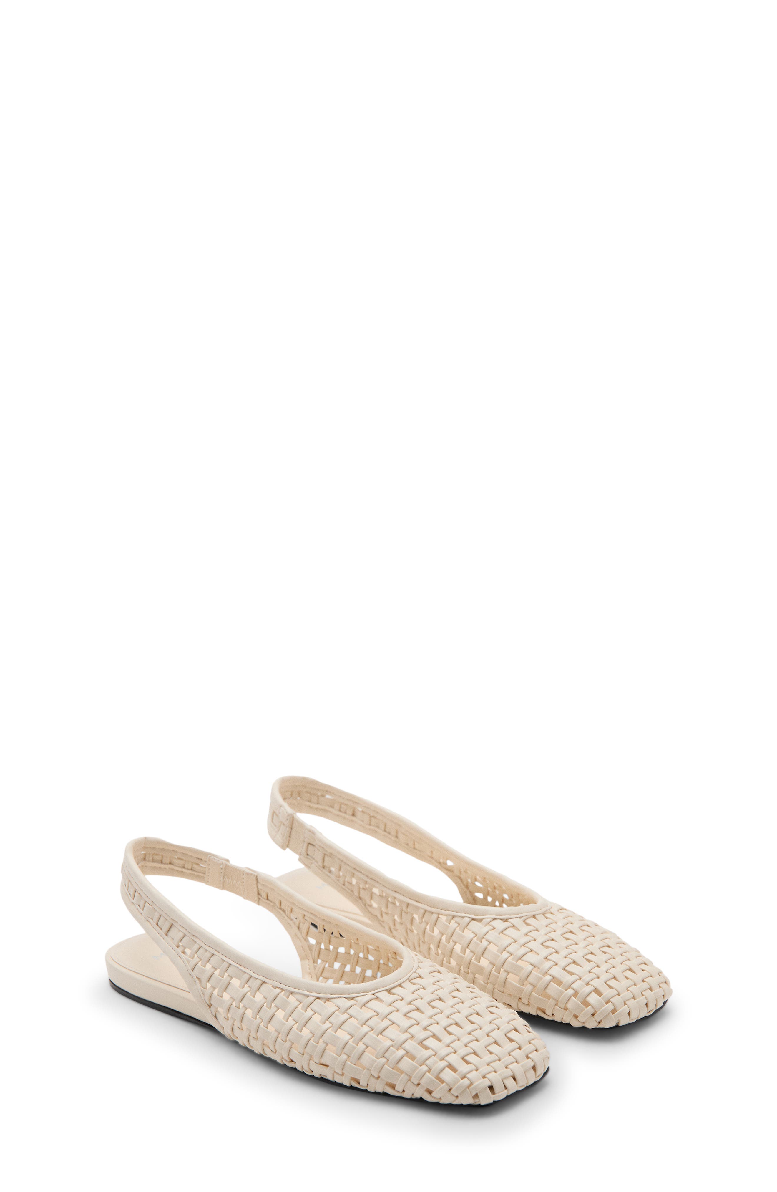 Woven Slingback Flat, Main, color, WHITE