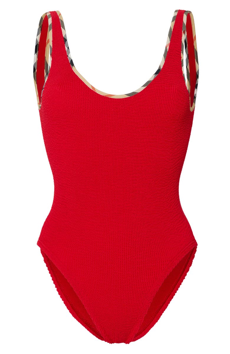 Burberry x Hunza G Faye Original Crinkle<sup>™</sup> One-Piece Swimsuit, Alternate, color, 