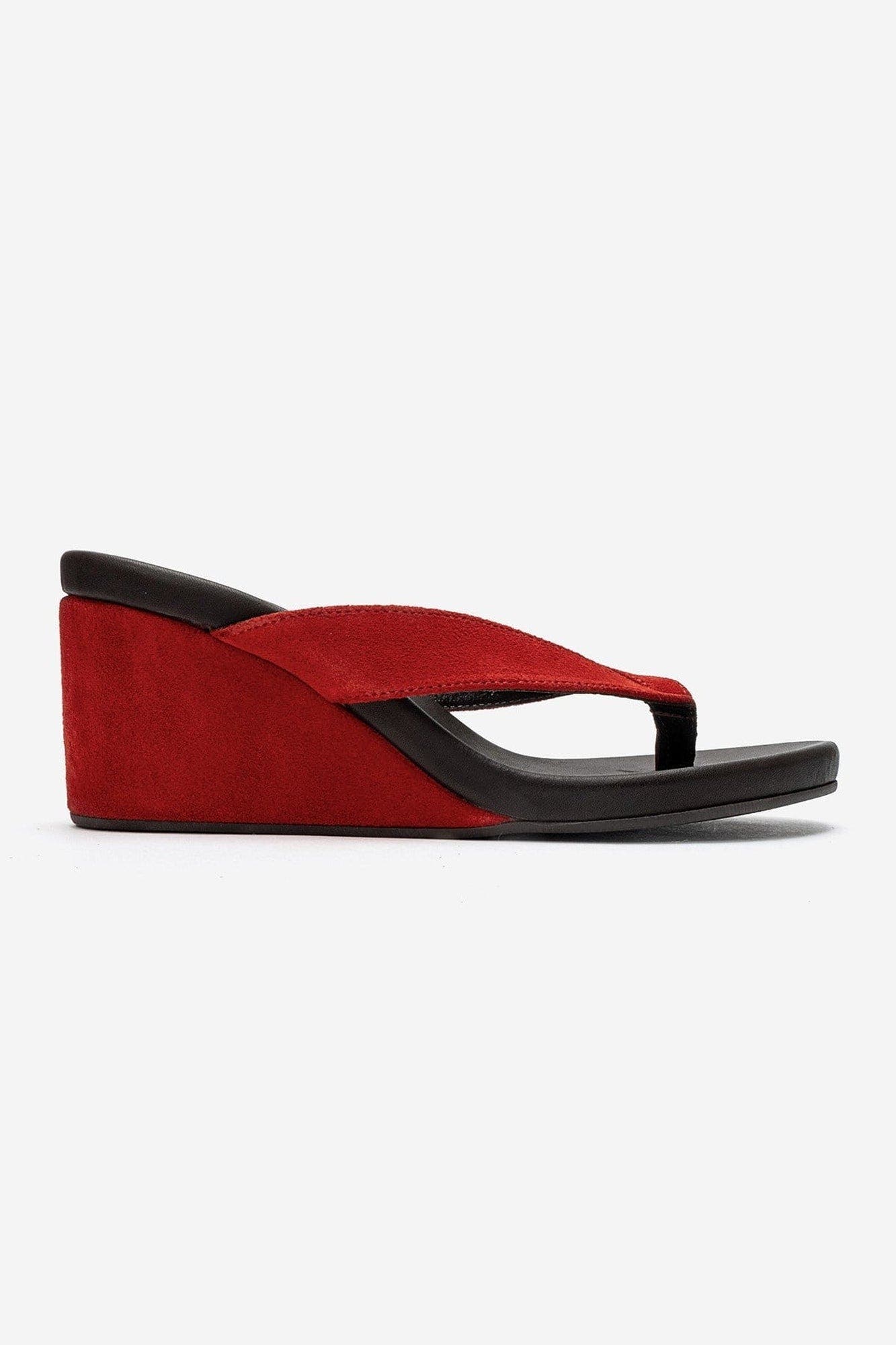 Pryon Leather Thong Wedge Sandal, Alternate, color, Red Suede
