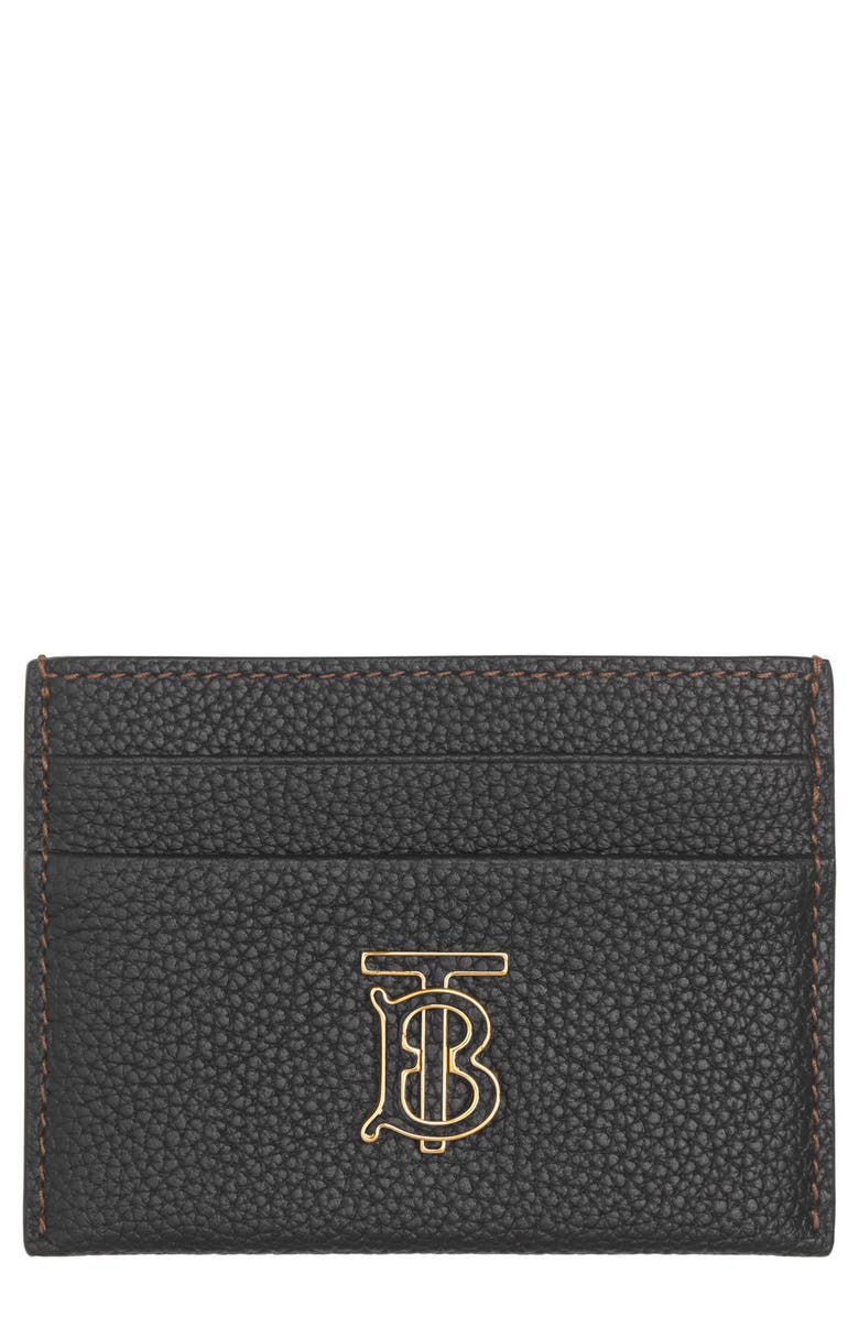 Burberry TB Monogram Pebbled Leather Card Case, Main, color,