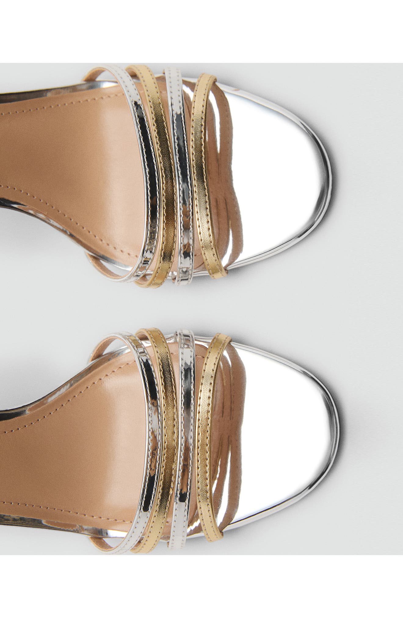 MANGO Ankle Strap Sandal, Alternate, color, Silver