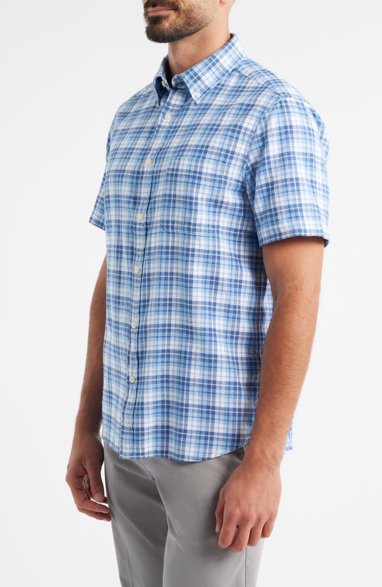 vineyard vines Coskata Island Plaid Short Sleeve Button-Down Shirt, Alternate, color, Coastline