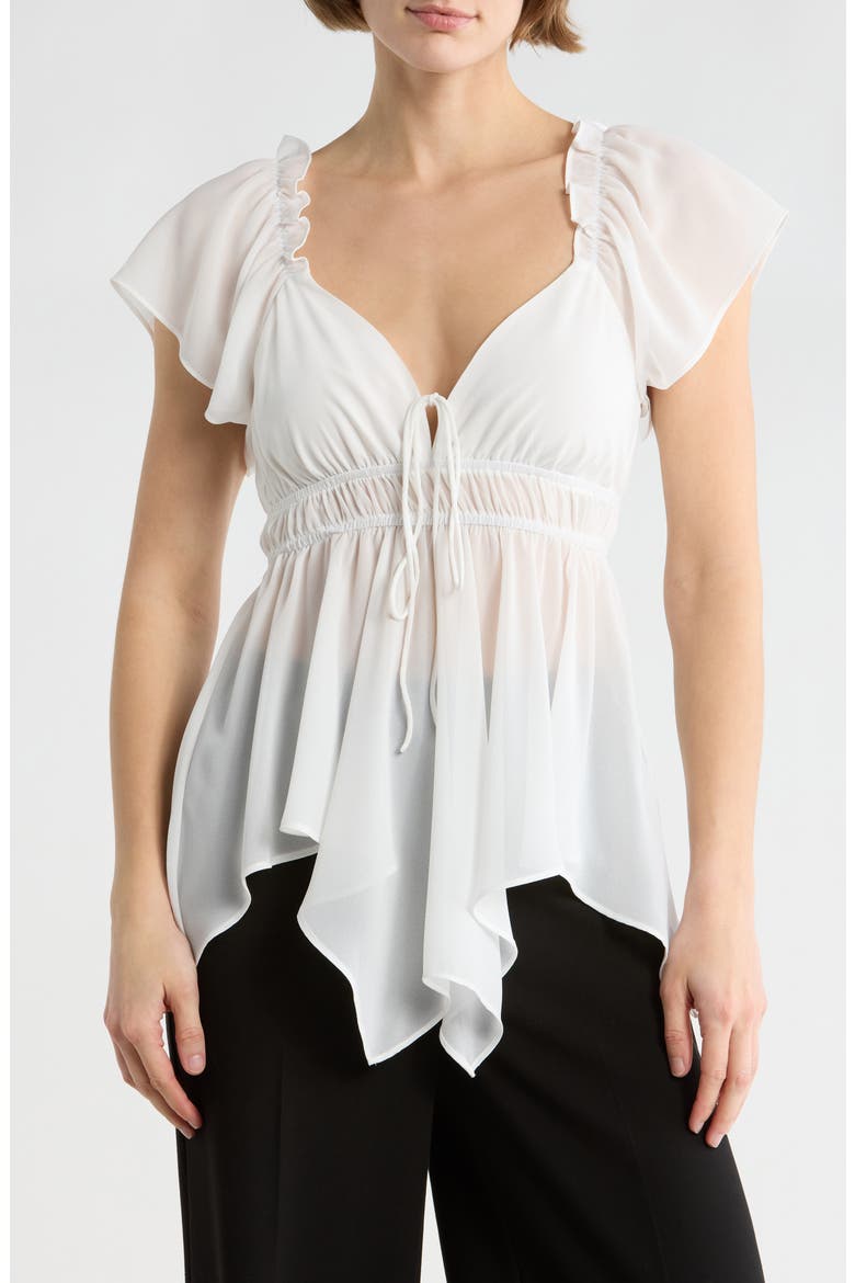 Flutter Sleeve Chiffon Top, Main, color, IVORY