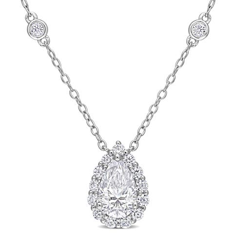 Moissanite Halo Pear Necklace