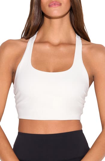 Spiritual Gangster Frankie Longline Racerback Sports Bra In White