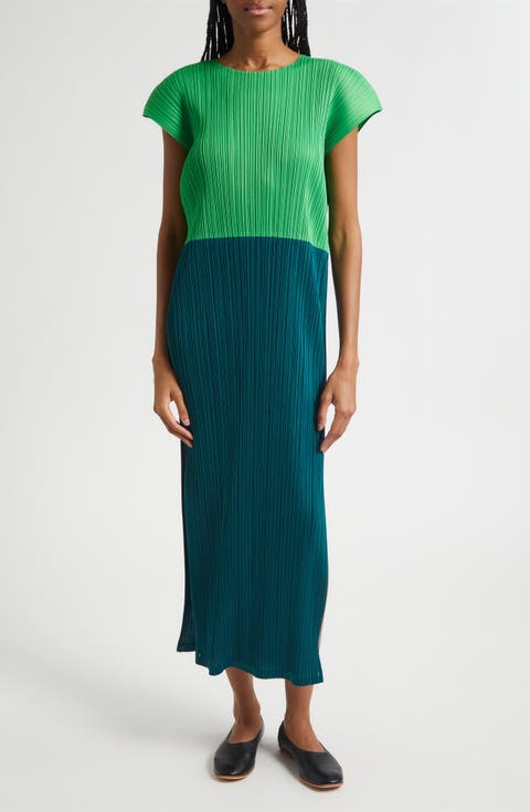 Swing Colorblock Pleated Convertible Midi Dress