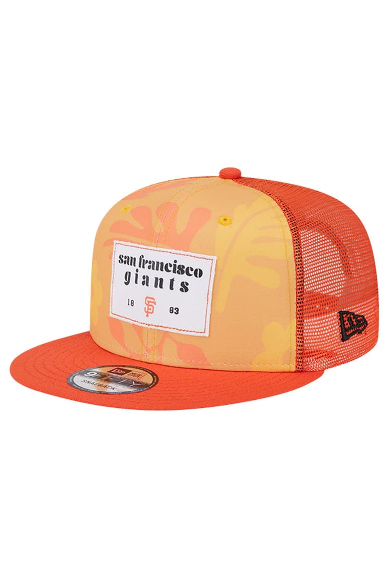 Men's New Era Orange San Francisco Giants Bikini Bottom Trucker 9FIFTY Snapback Hat, Main, color, Orange