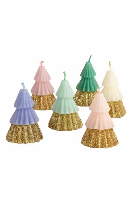 Rainbow Glitter Tree Candles