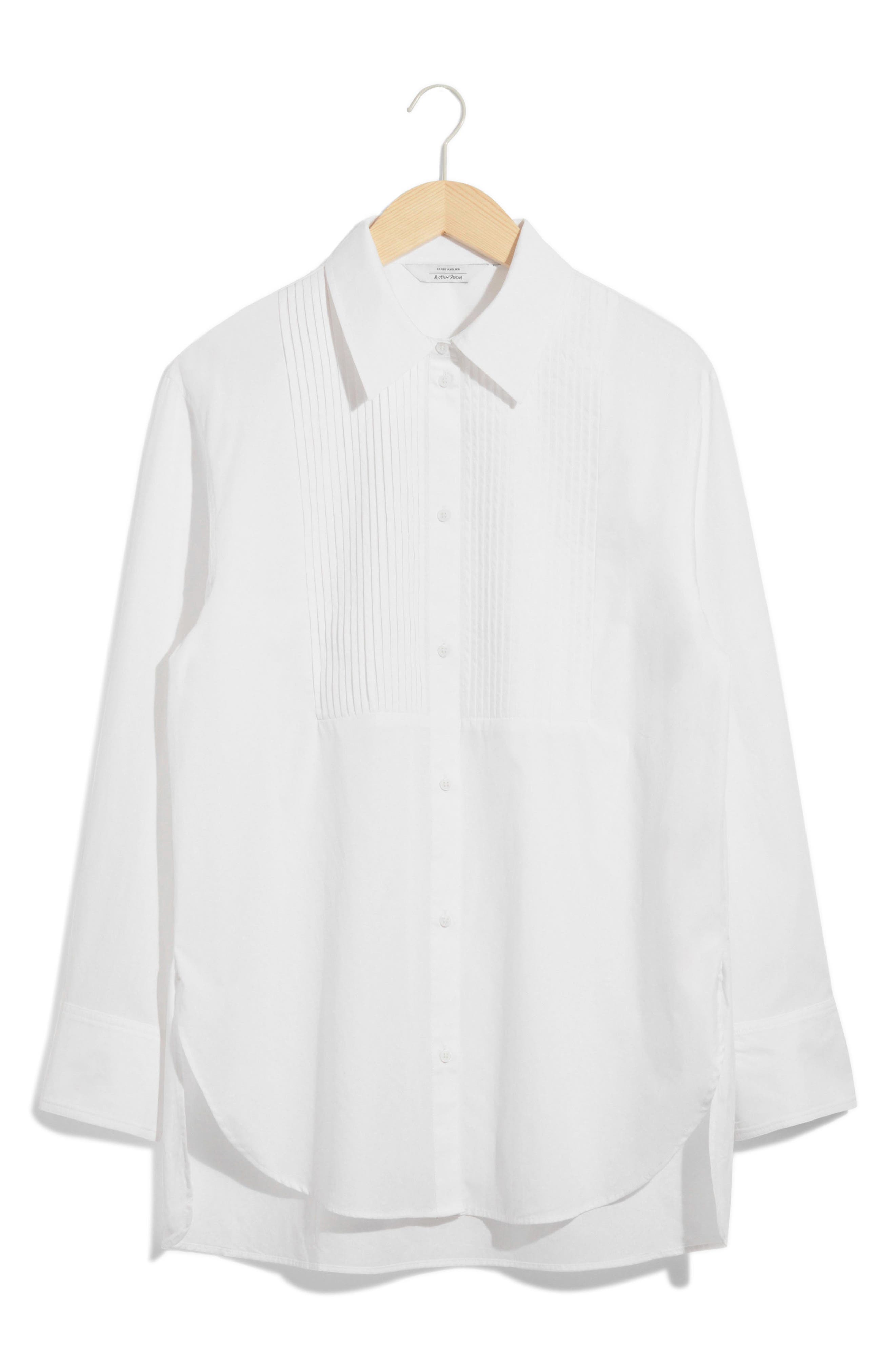 & Other Stories Pintuck Cotton Poplin Button-Up Shirt