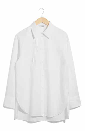 & Other Stories Pintuck Cotton Poplin Button-Up Shirt