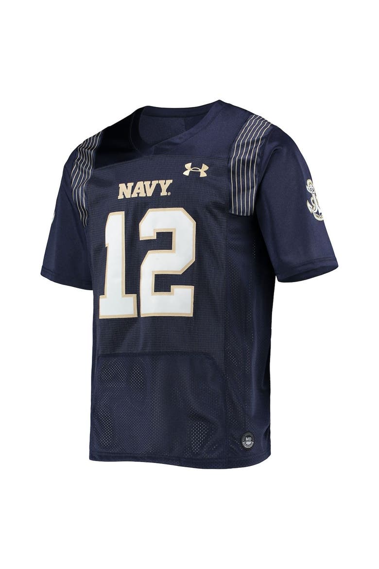 Men's Under Armour #12 Navy Navy Midshipmen Team Premier Football Jersey, Alternate, color, Navy