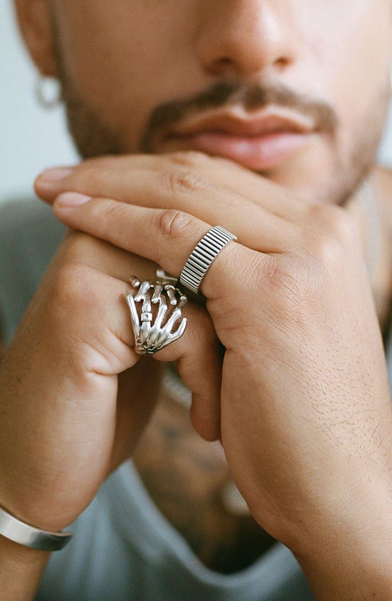 Serge DeNimes Silver Ridge Band Ring, Alternate, color, Silver