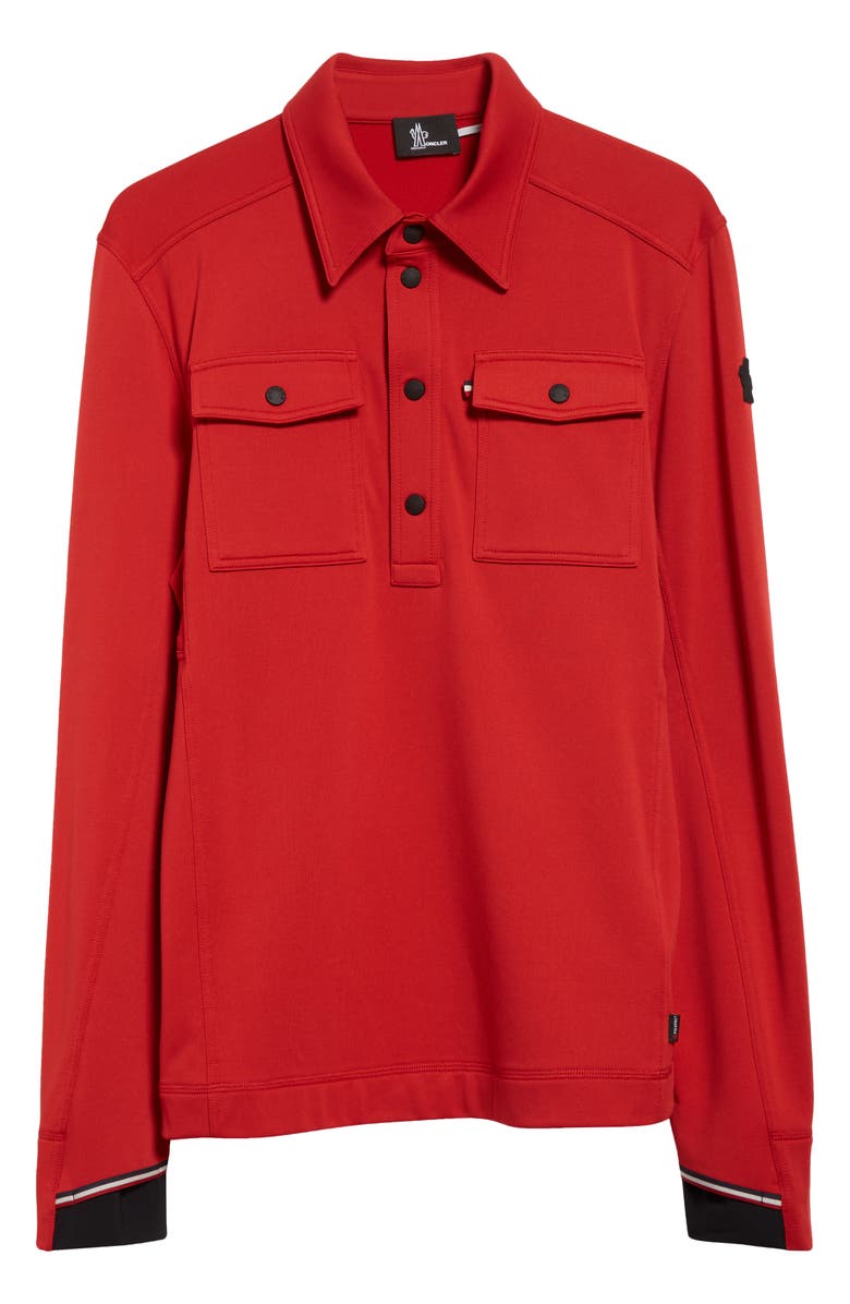 Moncler Grenoble Flap Pocket Long Sleeve Polo, Main, color, 