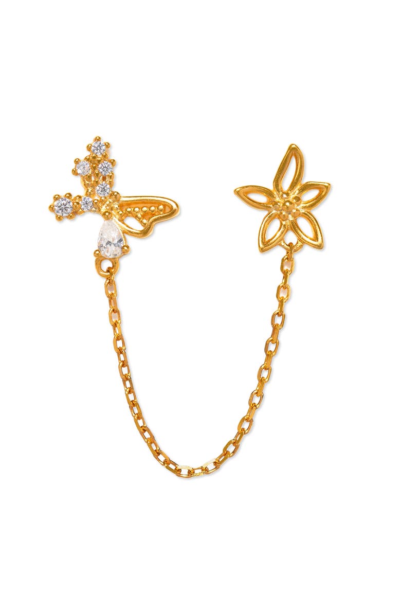 Girls Crew Butterfly Effect Double Piercing Chain Earring, Main, color, Gold