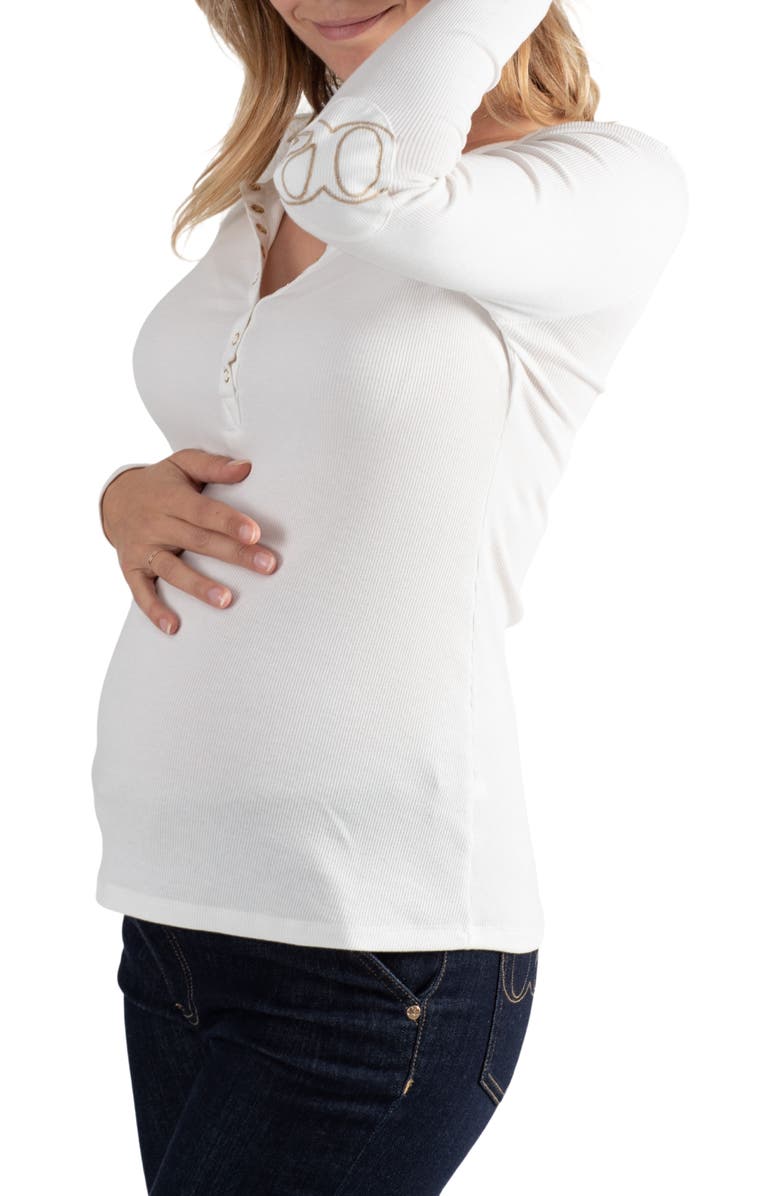 Cache Coeur Tunisian long sleeve pregnancy and nursing top, Main, color, Ivory