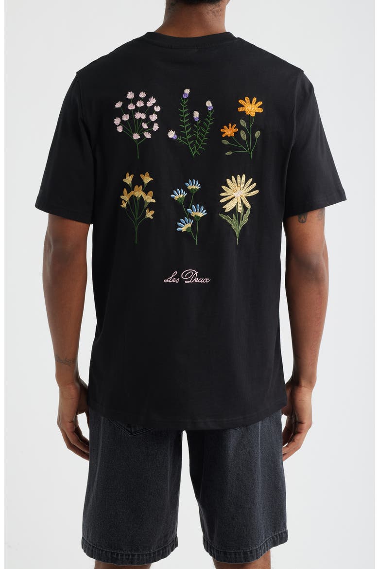 Wild Flower Embroidered Organic Cotton T-Shirt, Alternate, color, BLACK