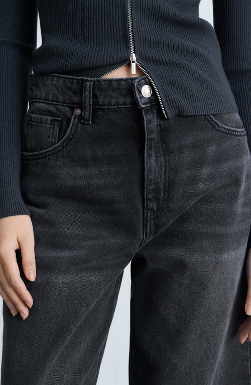Mango High Waist Straight Leg Jeans In Black Denim
