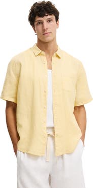 Cotton On Men's Relaxed Linen Short Sleeve Shirt