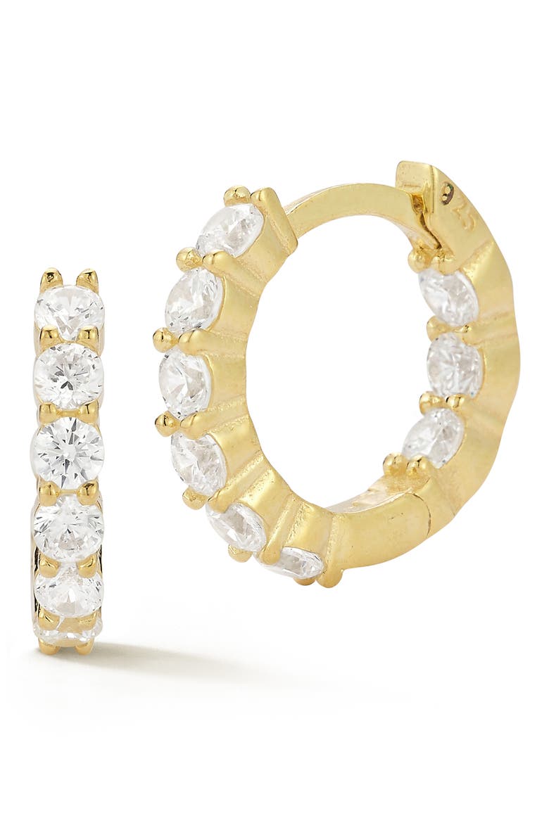 Cubic Zirconia Huggie Hoop Earrings, Main, color, GOLD