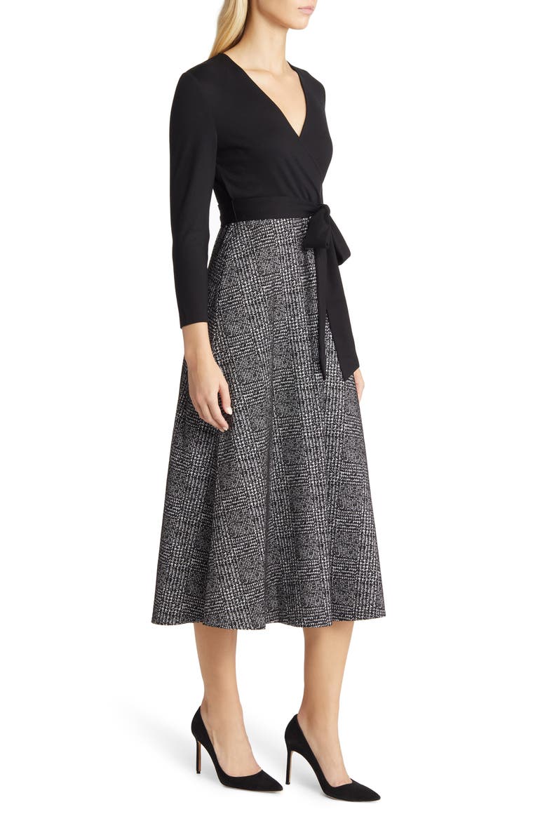 Serenity Glen Plaid A-Line Midi Dress, Alternate, color, ANNE BLACK/ ANNE WHITE