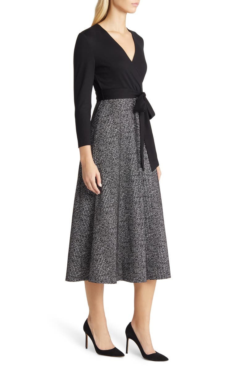 Anne Klein Serenity Glen Plaid A-Line Midi Dress, Alternate, color,