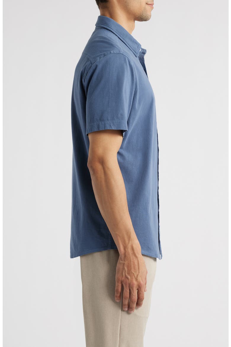 Saltaire Organic Cotton Knit Short Sleeve Button-Up Shirt, Alternate, color, NAVY