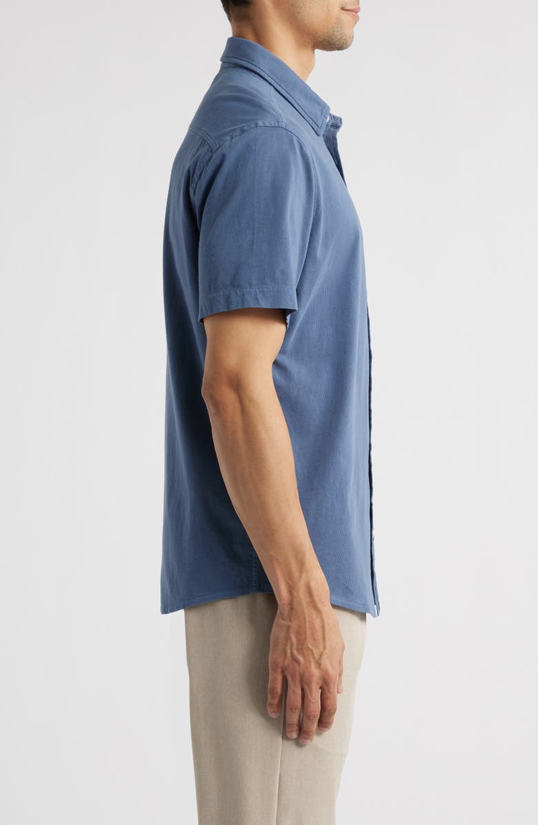 Fair Harbor Saltaire Organic Cotton Knit Short Sleeve Button-Up Shirt, Alternate, color, Navy