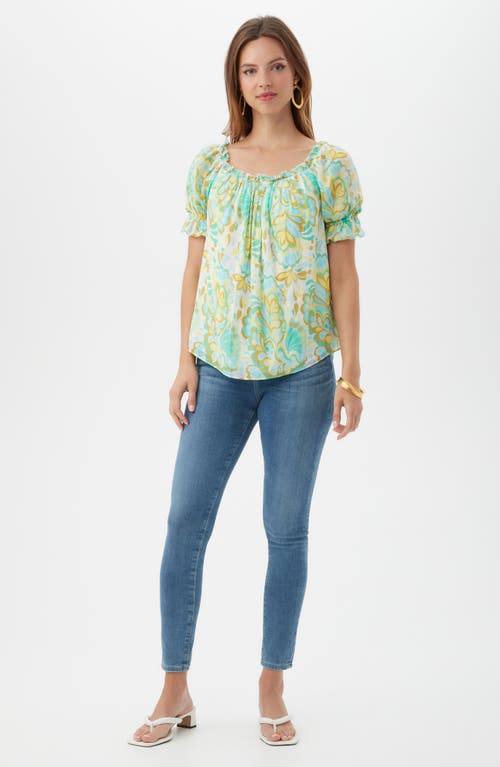 Trina Turk Sophia 2 Ruffled Top In Clearwater Multi