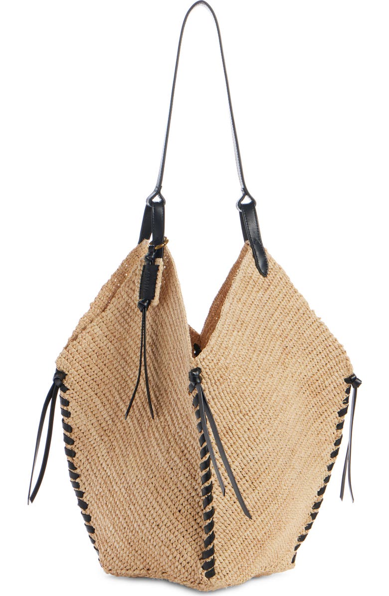 Isabel Marant Tampa Woven Raffia Tote, Main, color, Natural/ Black