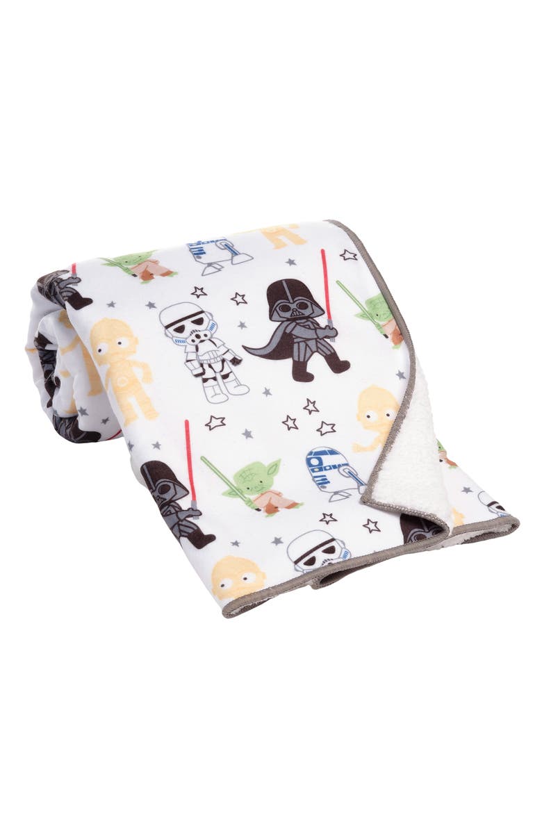 Star Wars Classic Fleece Baby Blanket - Yoda/Darth Vader/R2-D2/C-3PO, Alternate, color, White