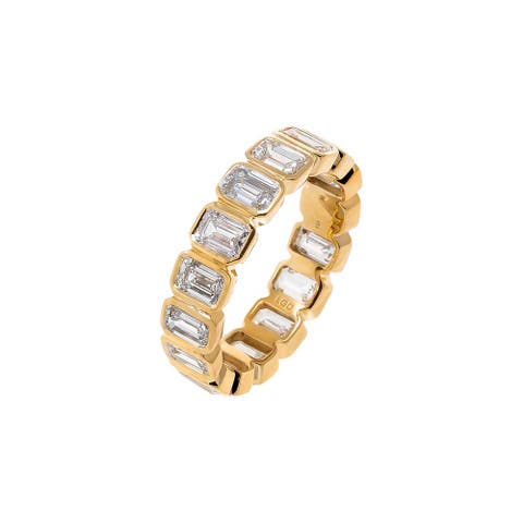 Lab Grown Diamond Emerald Bezel Eternity Band 14K