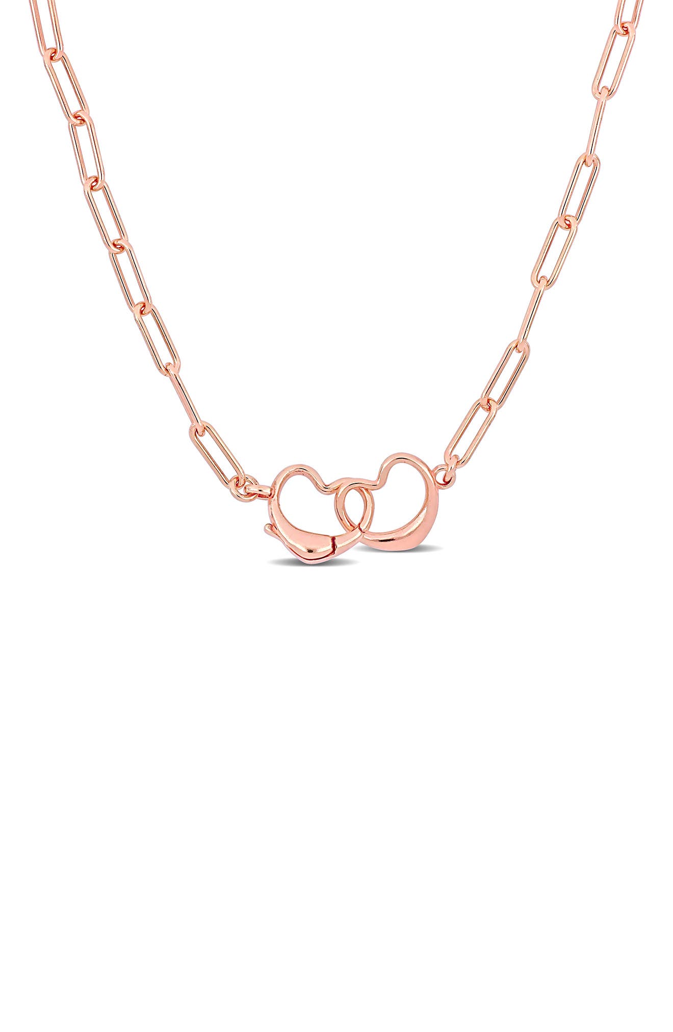 DELMAR Open Heart Paperclip Link Necklace