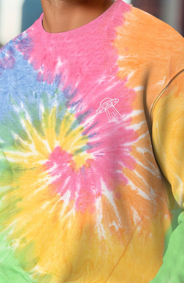 Dalix UFO Tie Dye Crewneck Sweatshirt, Alternate, color, Tie Dye Rainbow