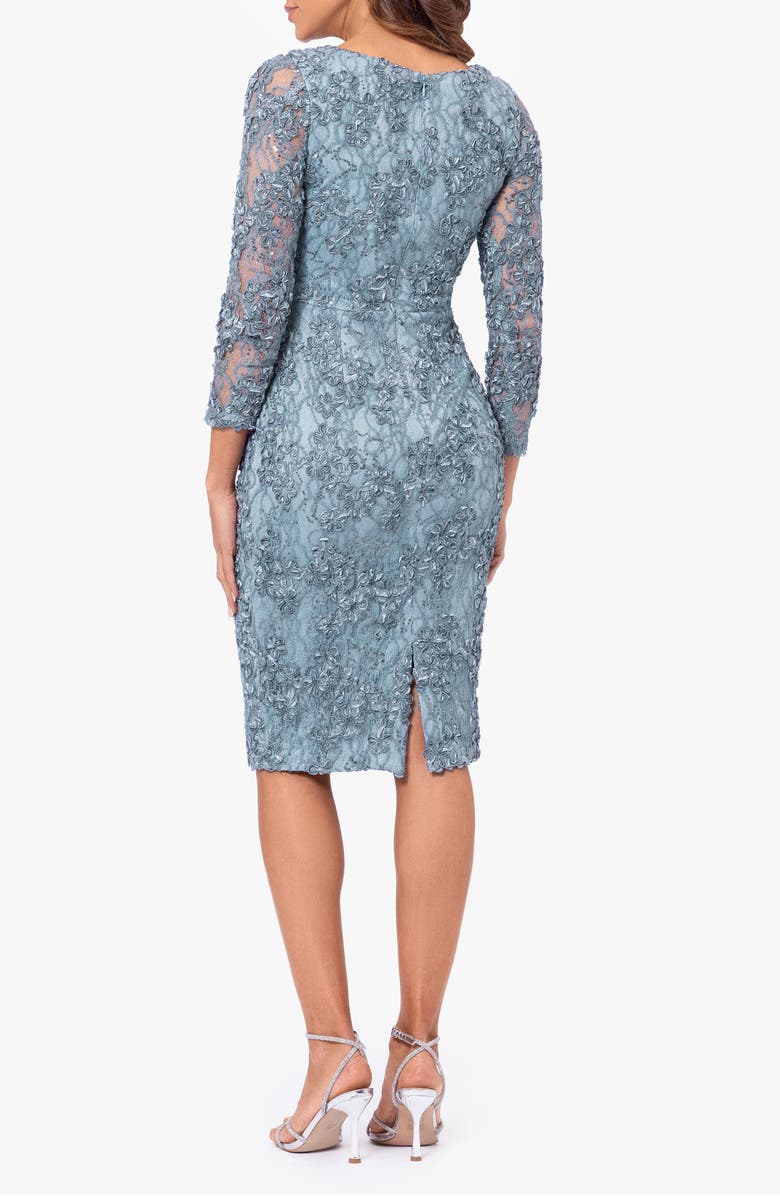 Xscape Evenings Floral Long Sleeve Sequin Lace Midi Cocktail Dress, Alternate, color,