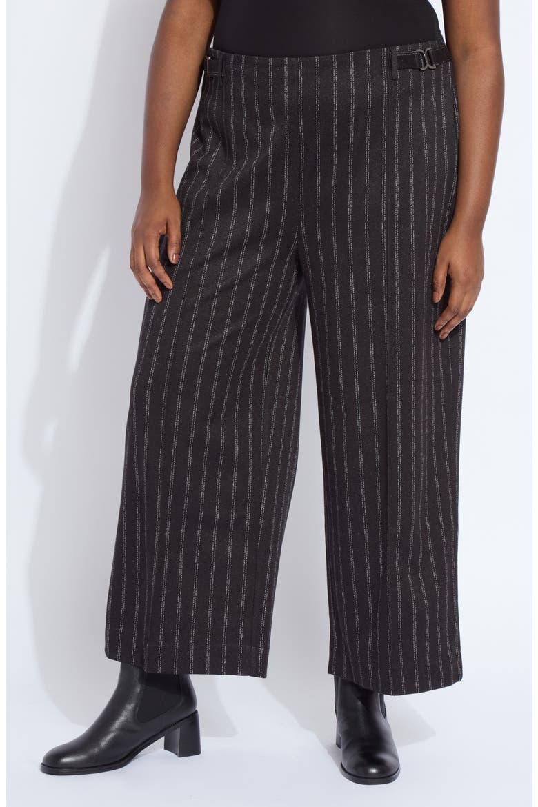 Isabel Pinstripe Pull-On Ankle Wide Leg Ponte Pants, Main, color, CHARCOAL LANE