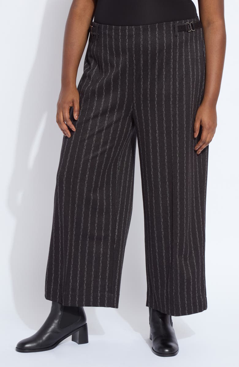 Lysse Isabel Pinstripe Pull-On Ankle Wide Leg Ponte Pants, Main, color, Charcoal Lane
